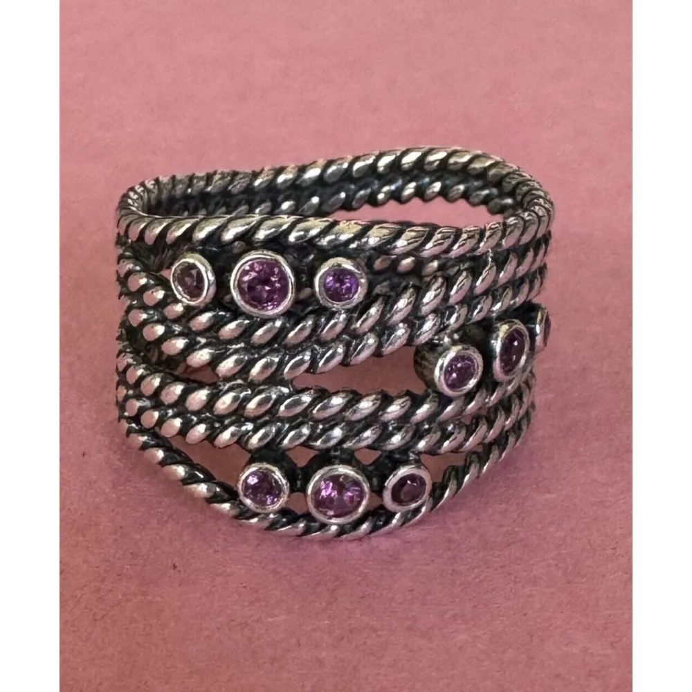 Pandora Sterling Silver Hidden Romance with Rhodolite Ring Size: 5
